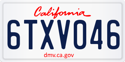 CA license plate 6TXV046