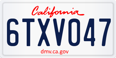 CA license plate 6TXV047
