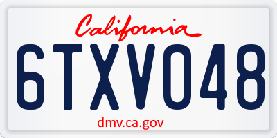 CA license plate 6TXV048