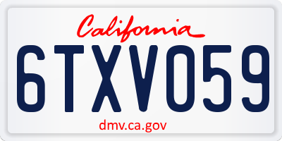 CA license plate 6TXV059