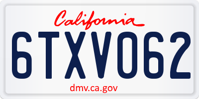 CA license plate 6TXV062