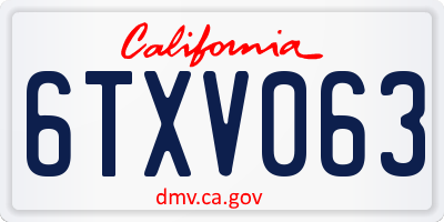 CA license plate 6TXV063