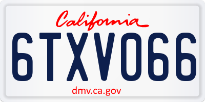 CA license plate 6TXV066
