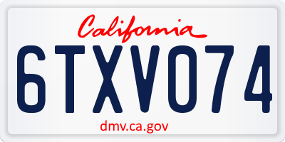 CA license plate 6TXV074