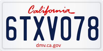 CA license plate 6TXV078