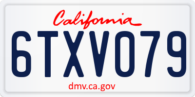 CA license plate 6TXV079