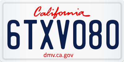 CA license plate 6TXV080