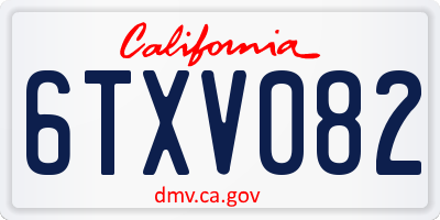 CA license plate 6TXV082