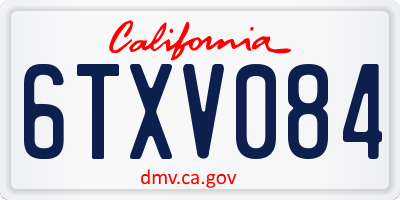 CA license plate 6TXV084