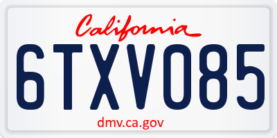 CA license plate 6TXV085