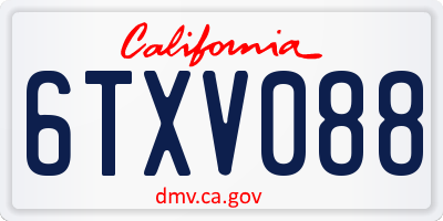 CA license plate 6TXV088