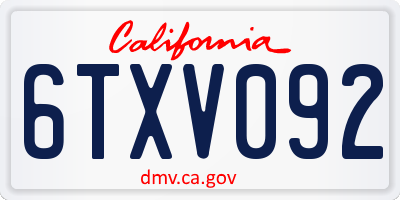 CA license plate 6TXV092