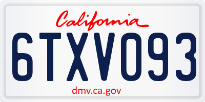 CA license plate 6TXV093