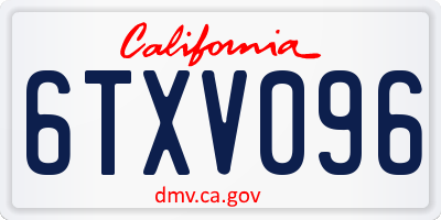 CA license plate 6TXV096