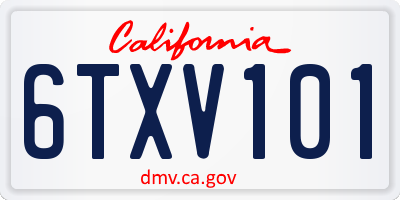 CA license plate 6TXV101