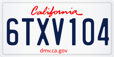 CA license plate 6TXV104