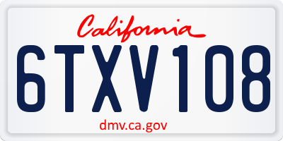 CA license plate 6TXV108