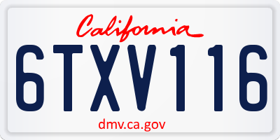 CA license plate 6TXV116