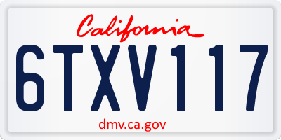 CA license plate 6TXV117