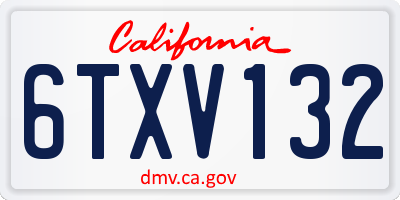CA license plate 6TXV132