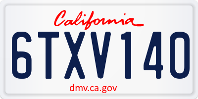 CA license plate 6TXV140
