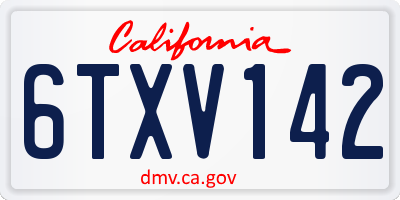 CA license plate 6TXV142