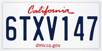CA license plate 6TXV147