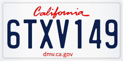 CA license plate 6TXV149