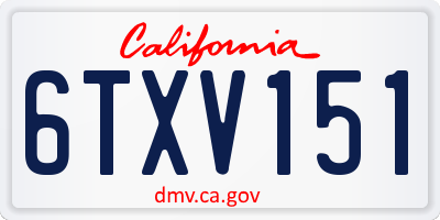 CA license plate 6TXV151