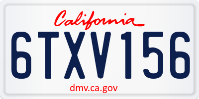 CA license plate 6TXV156
