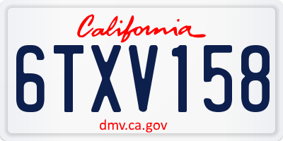 CA license plate 6TXV158