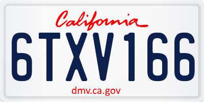CA license plate 6TXV166