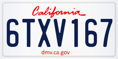 CA license plate 6TXV167