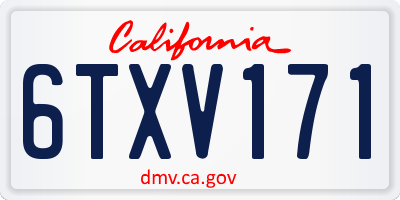 CA license plate 6TXV171