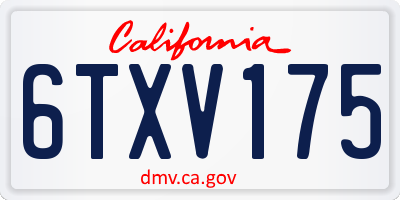 CA license plate 6TXV175