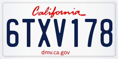 CA license plate 6TXV178