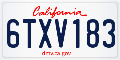 CA license plate 6TXV183