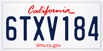CA license plate 6TXV184