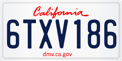 CA license plate 6TXV186