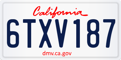 CA license plate 6TXV187