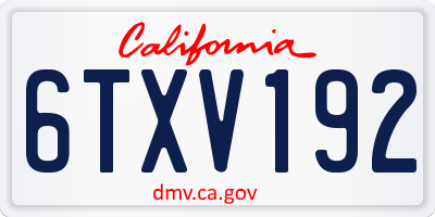 CA license plate 6TXV192