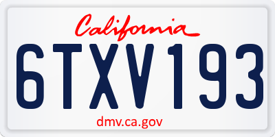 CA license plate 6TXV193