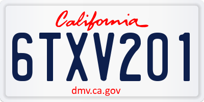 CA license plate 6TXV201