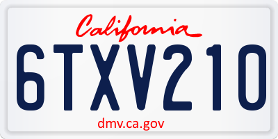 CA license plate 6TXV210