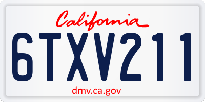 CA license plate 6TXV211