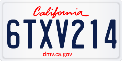 CA license plate 6TXV214