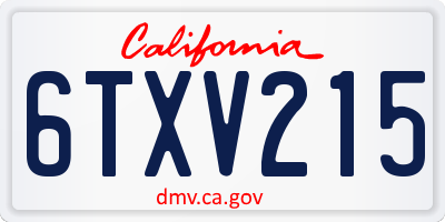 CA license plate 6TXV215