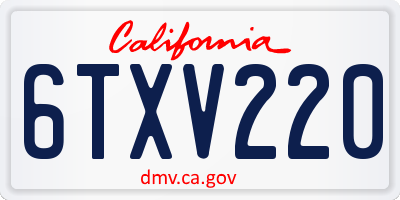 CA license plate 6TXV220