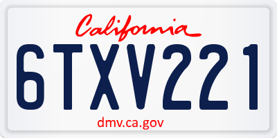 CA license plate 6TXV221