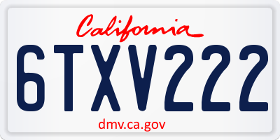 CA license plate 6TXV222